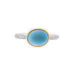 Mimi Milano 18k Two-Tone Gold Diamond + Blue Topaz Ring // Store Display (Ring Size: 5.75)