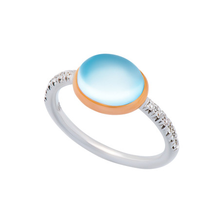 Mimi Milano 18k Two-Tone Gold Diamond + Blue Topaz Ring // Store Display (Ring Size: 5.75)