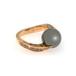 Mikimoto 18k Rose Gold Diamond + Black South Sea Pearl Cocktail Ring // Ring Size: 6.5 // Store Display