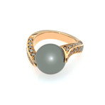 Mikimoto 18k Rose Gold Diamond + Black South Sea Pearl Cocktail Ring // Ring Size: 6.5 // Store Display