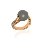 Mikimoto 18k Rose Gold Diamond + Black South Sea Pearl Cocktail Ring // Ring Size: 6.5 // Store Display