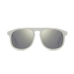 Men's Sunglasses // White + Silver Mirror