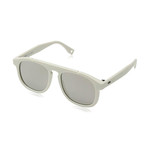 Men's Sunglasses // White + Silver Mirror