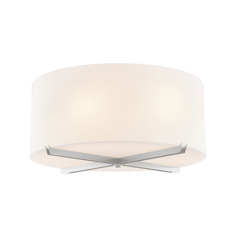 Acryluxe // Crossbar 24" Close-to-Ceiling Drum // Brushed Nickel + Opal Acrylic Shade