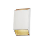 Ambiance // Small Tapered Rectangle LED Wall Sconce // Matte White + Champagne Gold
