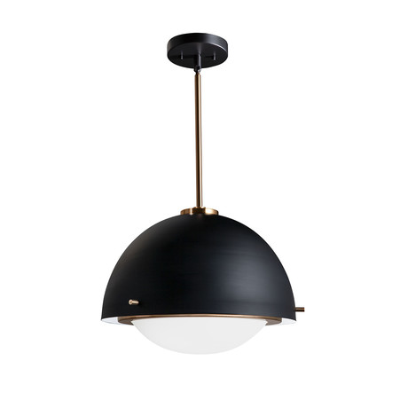 Fusion // Hemisphere 15" 2-Light Pendant // Matte Black Finish + Opal Glass Shade