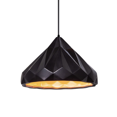 Radiance // Geometric 1-Light Incandescant Pendant (Carbon Matte Black + Champagne Gold)