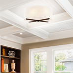 Acryluxe // Crossbar 18" Close-to-Ceiling Drum // Dark Bronze Finish + Opal Acrylic Shade