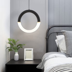 Acryluxe // Revolve 18" LED Pendant // Matte Black Finish + Frosted Acrylic Shade