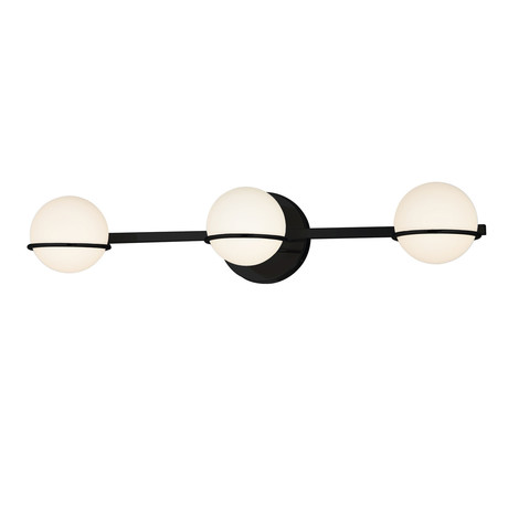 Fusion // Centric 3-Light Bath Bar // Matte Black + Opal Glass Shade