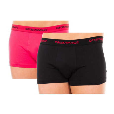 Pack of 2 Retro Boxers // Black + Fuchsia (XS)