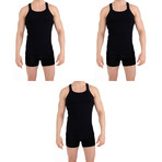 3 Pack Square Neck Tank // Black (L)