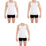 3 Pack Square Neck Tank // White (XL)