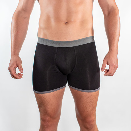 Bamboo Boxers // Black + Gray Band (Small: 28-31" Waist)