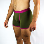 Bamboo Boxers // Khaki + Cerise Band (Small: 28-31" Waist)