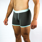 Bamboo Boxers // Gray + Mint Band (Small: 28-31" Waist)