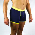 Bamboo Boxers // Navy + Yellow Band (Small: 28-31" Waist)