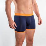 Bamboo Boxers // Navy + Orange Band (Small: 28-31" Waist)