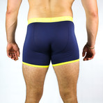 Bamboo Boxers // Navy + Yellow Band (Small: 28-31" Waist)