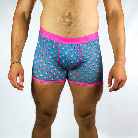 Bamboo Boxers // Flamingos + Pink Band (Small: 28-31" Waist)