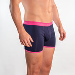 Bamboo Boxers // Navy + Pink Band (Small: 28-31" Waist)