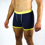 Bamboo Boxers // Navy + Yellow Band (Small: 28-31" Waist)