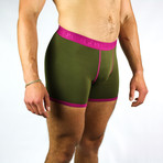 Bamboo Boxers // Khaki + Cerise Band (Small: 28-31" Waist)