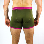 Bamboo Boxers // Khaki + Cerise Band (Small: 28-31" Waist)