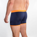 Bamboo Boxers // Navy + Orange Band (Small: 28-31" Waist)