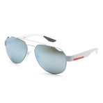 Men's PS57US TWK5K259 Polarized Sunglasses // White Rubber + Green Mirror