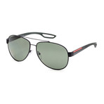 Men's PS55QS-DG05X162 Polarized Sunglasses // Black Rubber + Polar Green