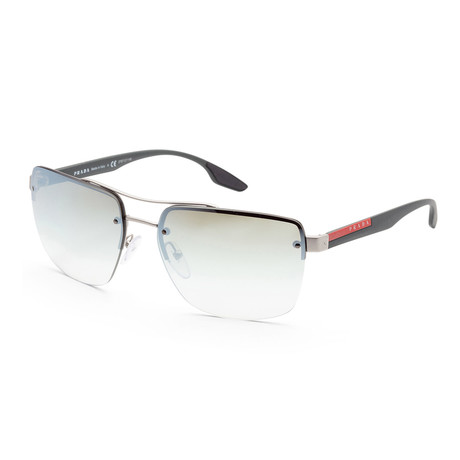 Men's PS60US-QFP72362 Linea Rossa Sunglasses // Black + Clear Gradient + Green Mirror