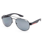 Men's PS57US-DG05Z159 Linea Rossa Polarized Sunglasses // Black Rubber + Gray