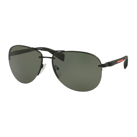 Men's PS56MS-DG05X165 Linea Rossa Polarized Sunglasses // Black Rubber + Polar Green