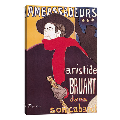 Poster advertising Aristide Bruant // Henri de Toulouse-Lautrec (26"W x 40"H x 1.5"D)