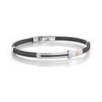 Stainless Steel 2-Row Cable Bracelet // Black + Silver (S)