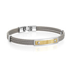 Stainless Steel ID Plate Bracelet // Gold + Silver (M)