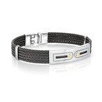 Stainless Steel 5-Row Cable Bracelet // Black + Silver (M)