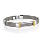 Stainless Steel 4-Row Cable Beaded Bracelet // Silver (L)