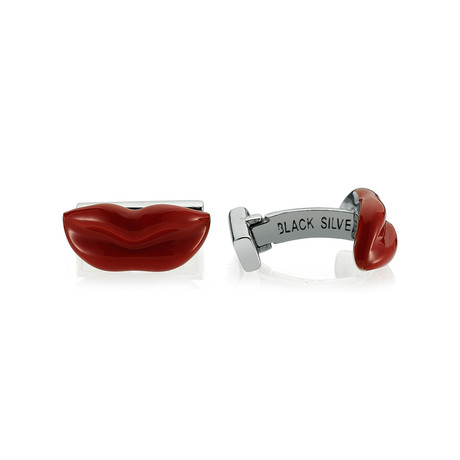 Kiss Me Cufflink Red // Red + Silver