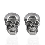 Skull Head Earrings // Silver