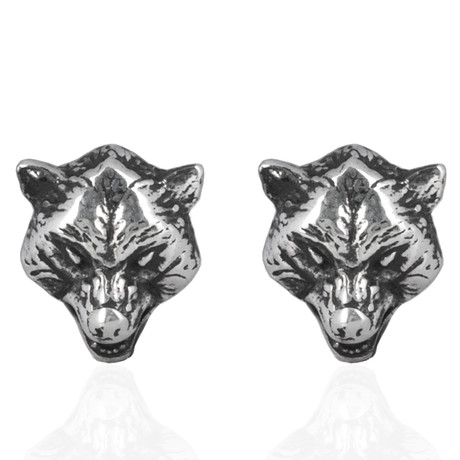 Wolf Earrings // Silver