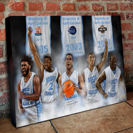 North Carolina Basketball // Roy Williams Point Guard Dream Team // Canvas (16"H x 24"W x 1.5"D)