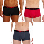 3 Pack Brazilian Trunks // Black + Charcoal + Red (L)