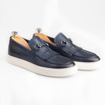 Horsebit Leather Tassle Slip-On Sneakers // Navy (Euro: 44)