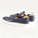 Horsebit Leather Tassle Slip-On Sneakers // Navy (Euro: 42)