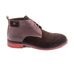Suede Two-Tone Boots // Brown + Maroon (Euro: 40)