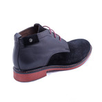 Suede Two-Tone Boots // Black + Red (Euro: 38)