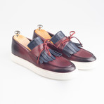 Leather Tassle Slip-On Sneakers // Burgundy (Euro: 39)