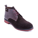 Suede Two-Tone Boots // Brown + Maroon (Euro: 41)